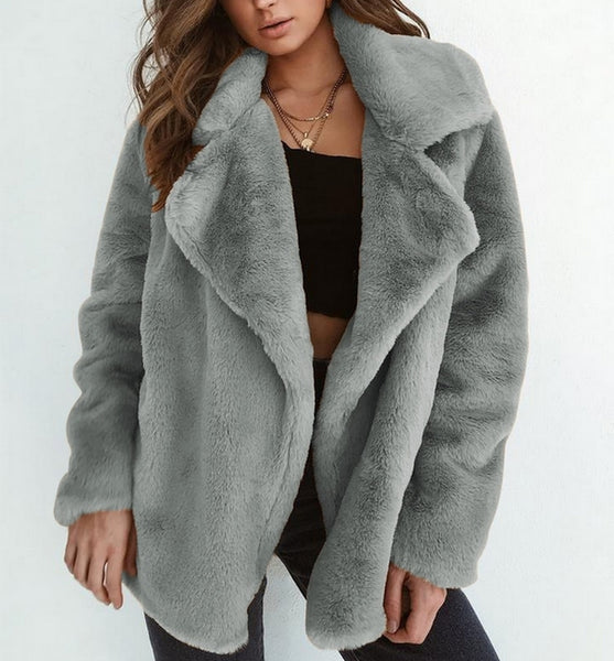 abrigo de pelo gris chaqueta invierno parka