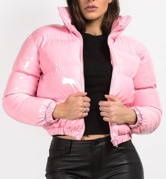 abrigo plumas rosa abrigo brillante