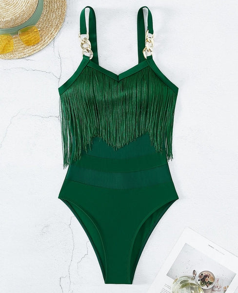 bañador cadena dorada flecos largos bikini traje baño ropa mujer summer inspo insta