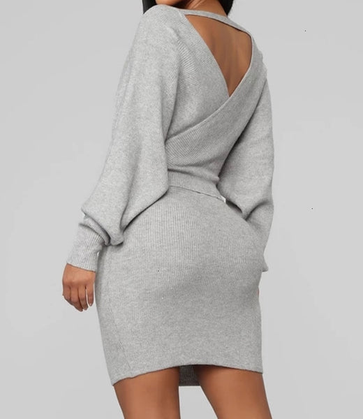 conjunto gris falda