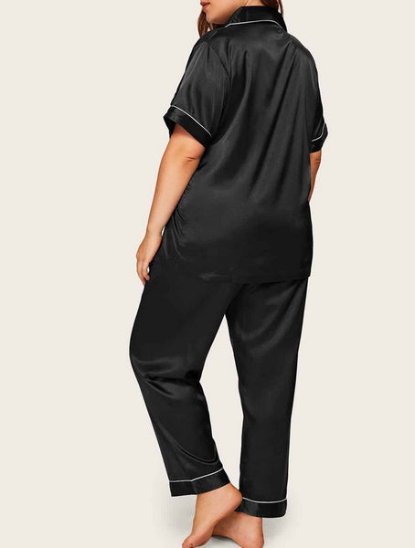 pijama de saten talla grande negro