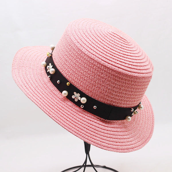 sombrero ratan colores perlas