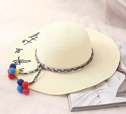 sombrero verano pompones