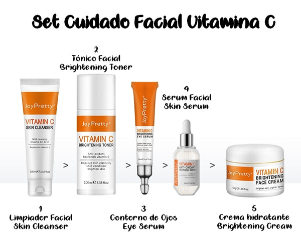 vitamina c set 5 cuidado facial serum limpiador crema 