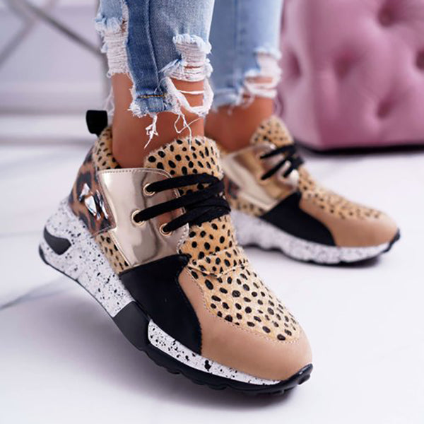 zapatillas deportivas cordones rosa leopardo 