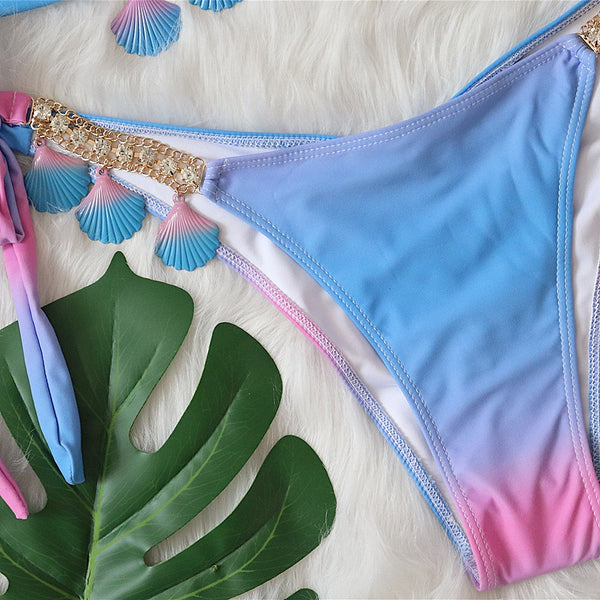bikini tie dye festival conchas bikini para fiestas trend look rosa azul ropa de baño swimsuit