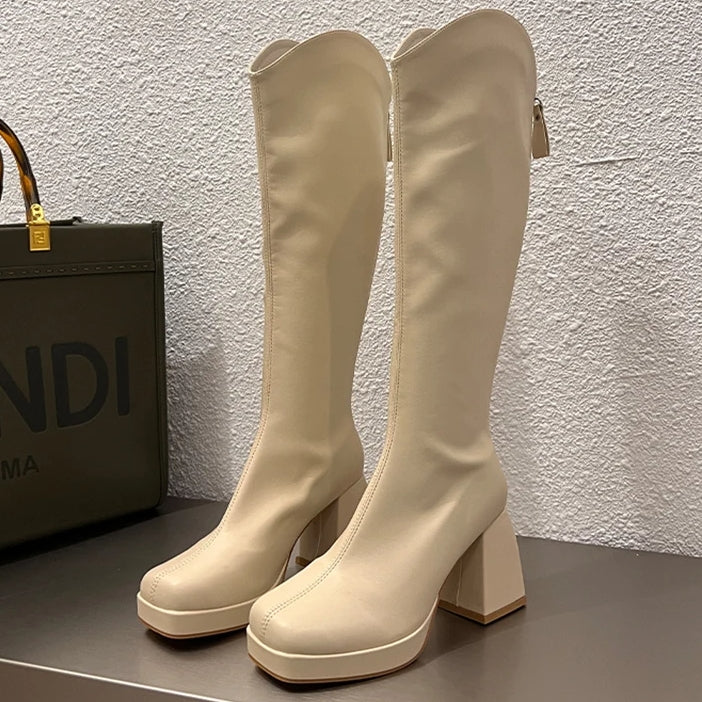 botas altas invierno 2024 tacon medio boots calzado comodisimo cremallera
