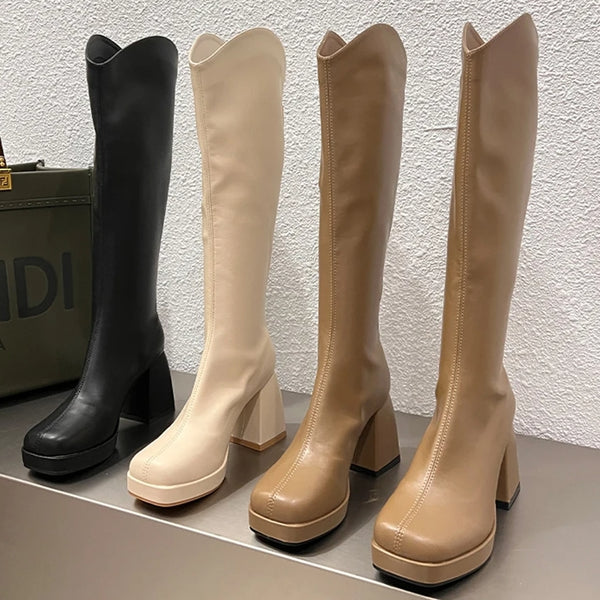 botas altas invierno 2024 tacon medio boots calzado comodisimo cremallera