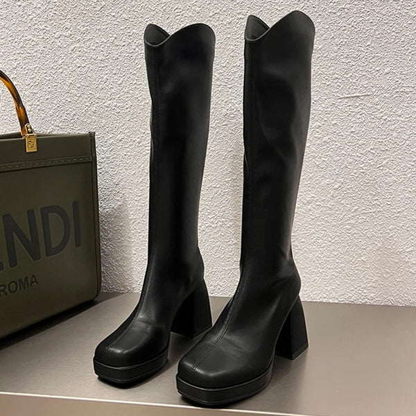 botas altas invierno 2024 tacon medio boots calzado comodisimo cremallera