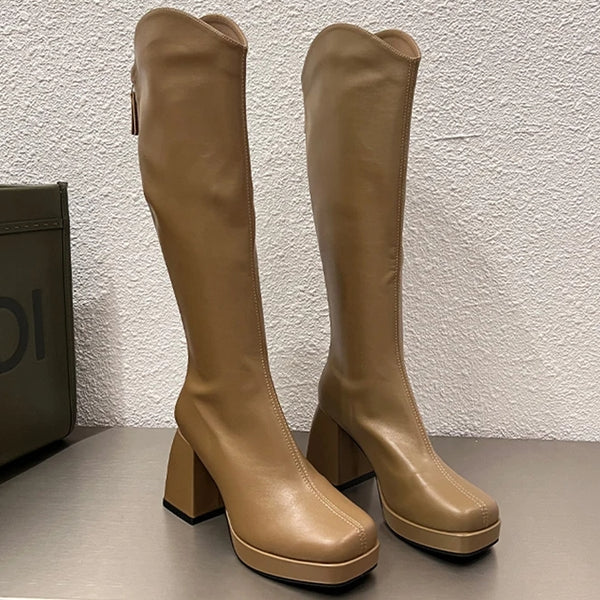botas altas invierno 2024 tacon medio boots calzado comodisimo cremallera 