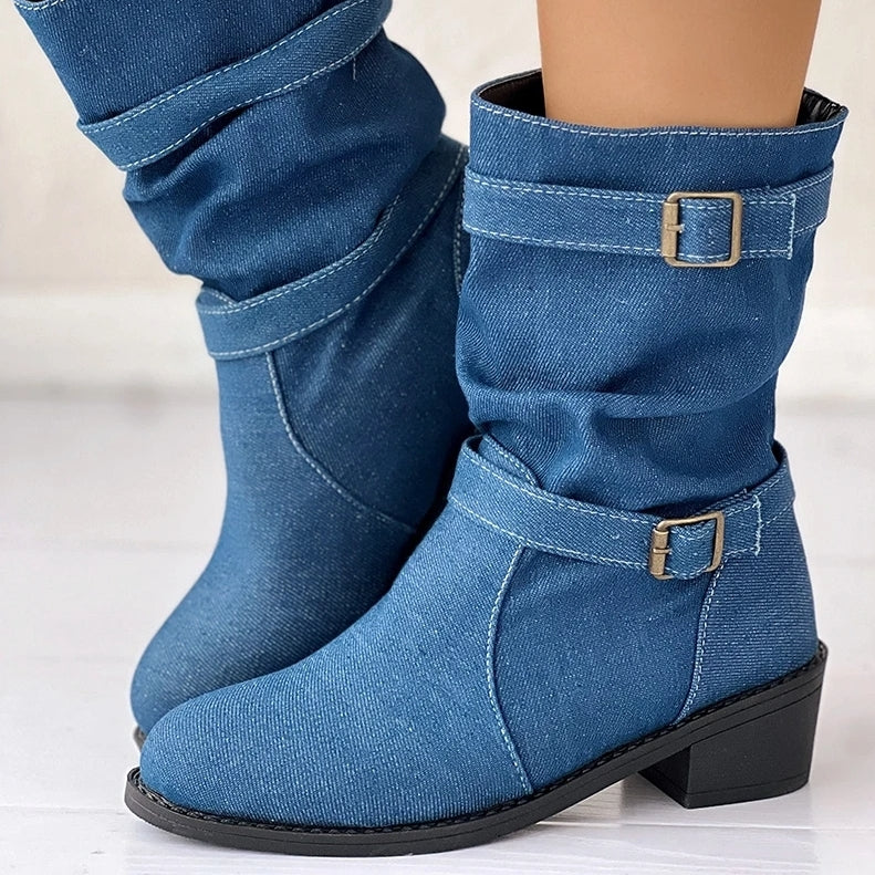 botas vaqueras tacon bajo medio mujer botines calzado invierno jeans tienda 