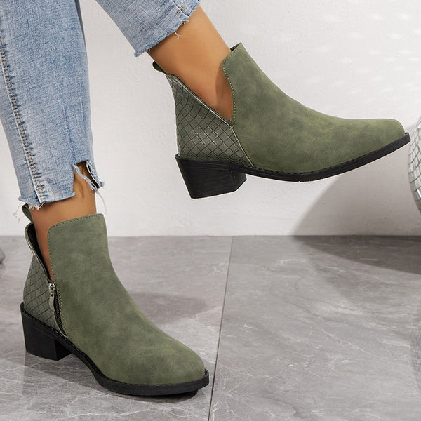 botas botines verdes cremallera tacon medio comodas tienda mujer calzado