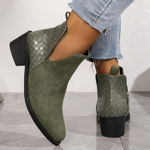 botas botines verdes cremallera tacon medio comodas tienda mujer calzado 