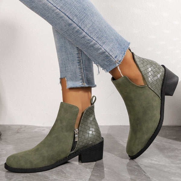 botas botines verdes cremallera tacon medio comodas tienda mujer calzado 