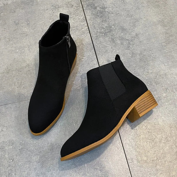 botines negros ante tacon bajo goma elastica trend mujer calzado