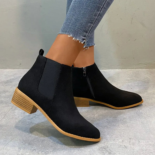 botines negros ante tacon bajo goma elastica trend mujer calzado