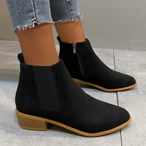 botines negros ante tacon bajo goma elastica trend mujer calzado