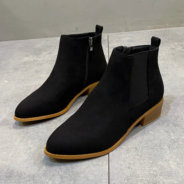 botines negros ante tacon bajo goma elastica trend mujer calzado