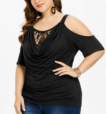 camiseta elastica negra talla grande manga corta tirante comoda plus size