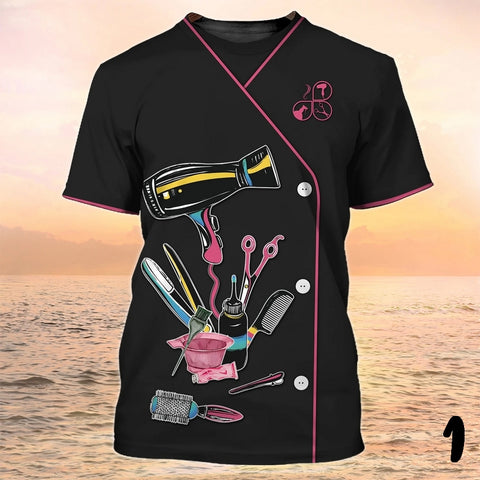 camiseta uniforme trabajo peluqueria estetica tshirt work hairdressing and aesthetics trendy working look