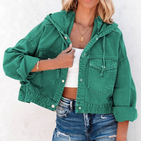 chaqueta invierno vaquera botones mujer moda online capucha