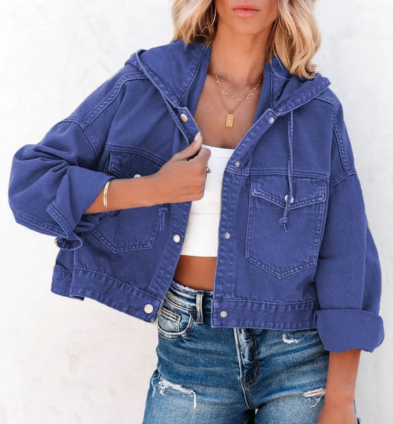 chaqueta invierno vaquera botones mujer moda online capucha