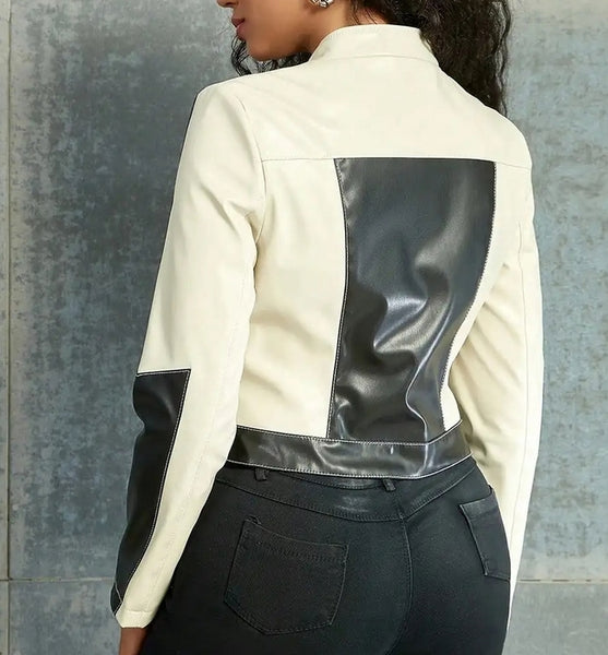 chaqueta polipiel motera biker cremallera cazadora mujer ropa moda