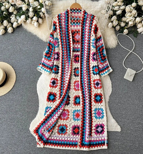 chaqueta crochet abrigo punto otoño look fashion moda indumentaria mujer
