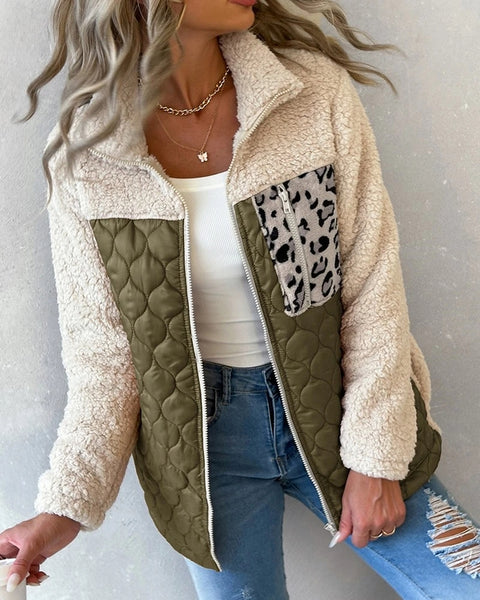 chaqueta pelo acolchada cremallera invierno mujer moda 