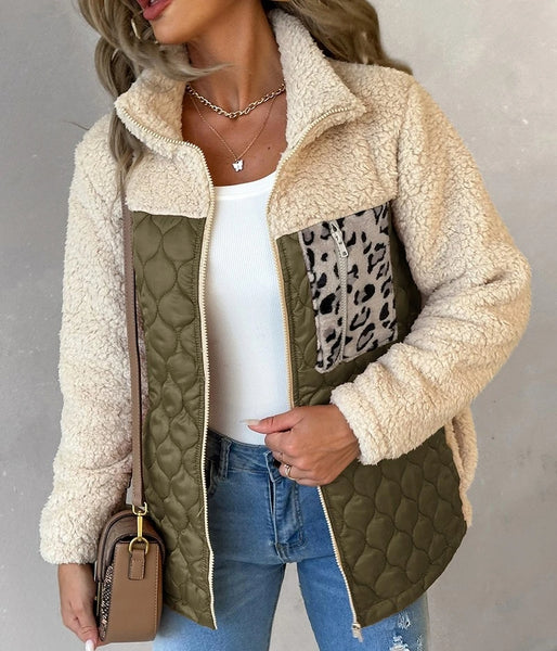 chaqueta pelo acolchada cremallera invierno mujer moda 