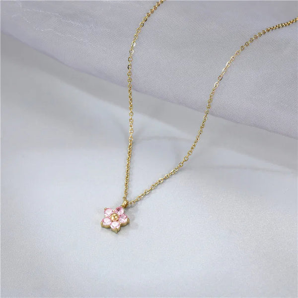 colgante elegante flor circonitas acero inoxidable regalo mujer 