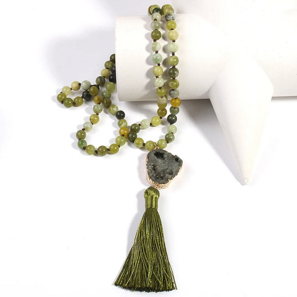 collar verde jade borlas cuentas piedra natural colgante regalo 