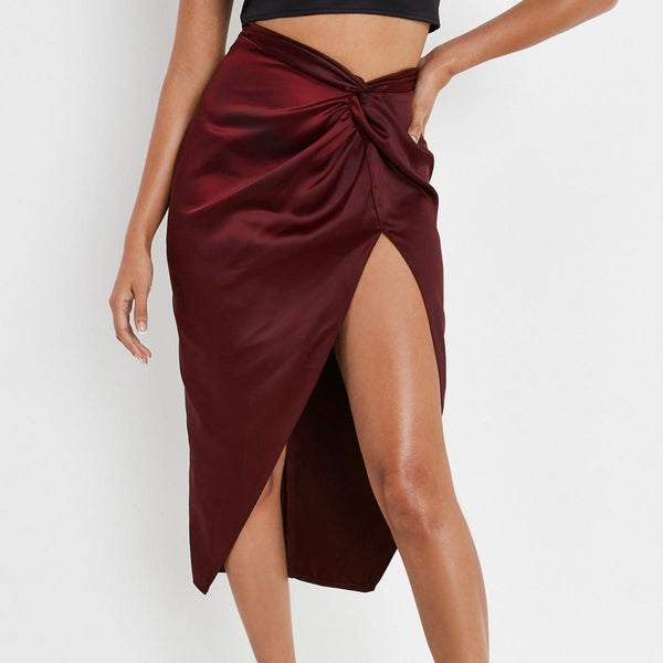 falda raso seda falda abierta abertura lazo skirt fashion look inspo trendy
