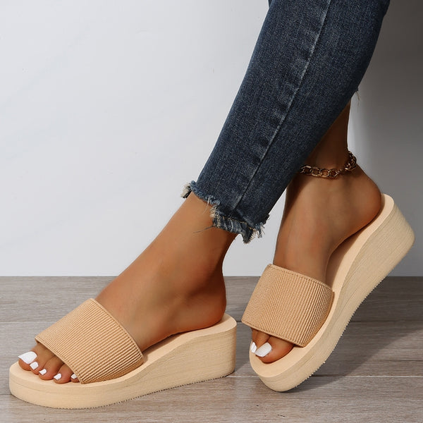 sandalia plataforma goma elastica comoda chancla chancleta sandals verano calzado