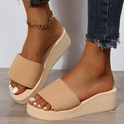 sandalia plataforma goma elastica comoda chancla chancleta sandals verano calzado