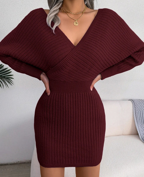 vestido granate ropa moda invierno manga larga tienda mujer dress