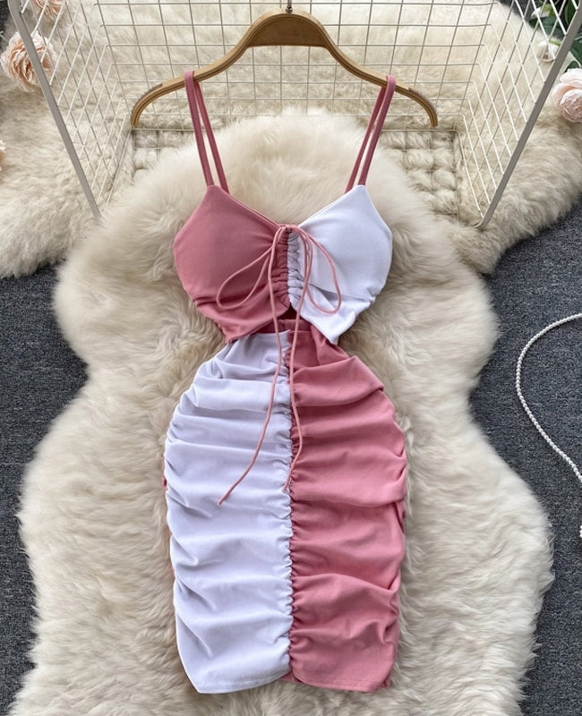 vestido de tirantes preppy cute dress vestido rosa terciopelo ropa de mujer look trend