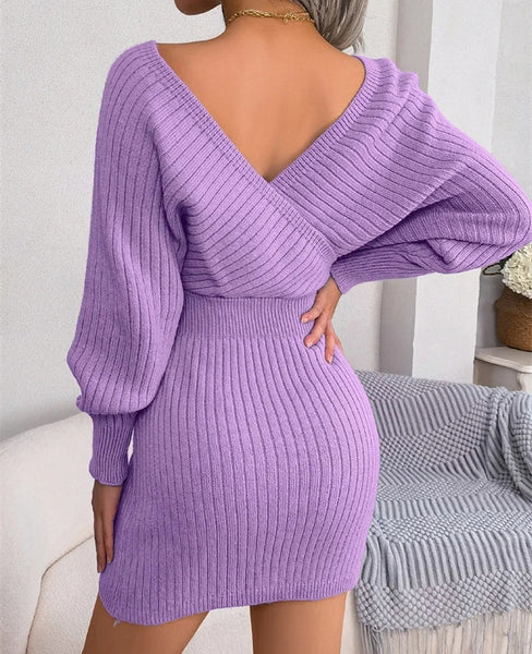 vestido morado invierno manga larga ropa mujer tienda look dress