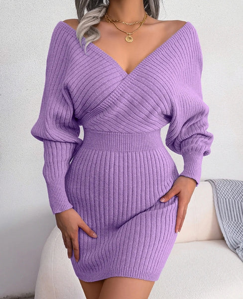 vestido morado invierno manga larga ropa mujer tienda look dress