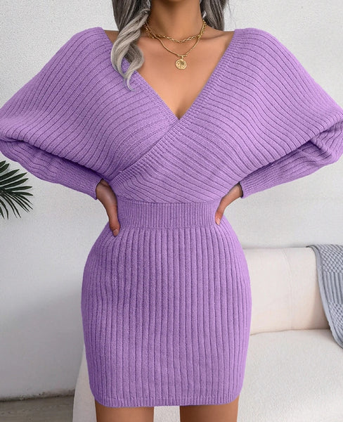 vestido morado invierno manga larga ropa mujer tienda look dress