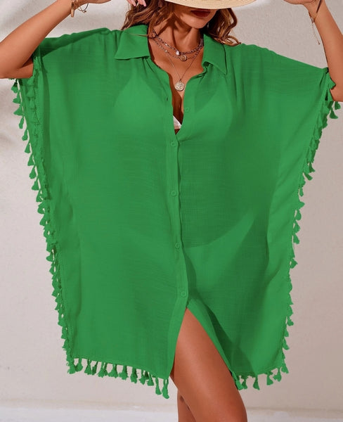 vestido playa sobrebikini cover up ropa de baño inspo moda beach dress camisa