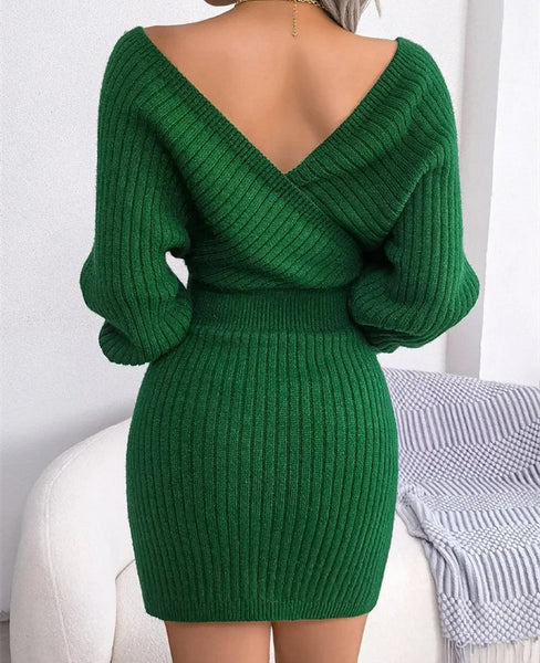 vestido verde manga larga punto ropa mujer tienda invierno dress moda