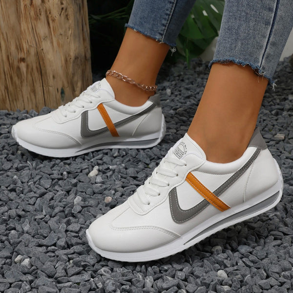 zapatillas blancas cordones deportivas mujer paseo blanco gris ropa calzado barato