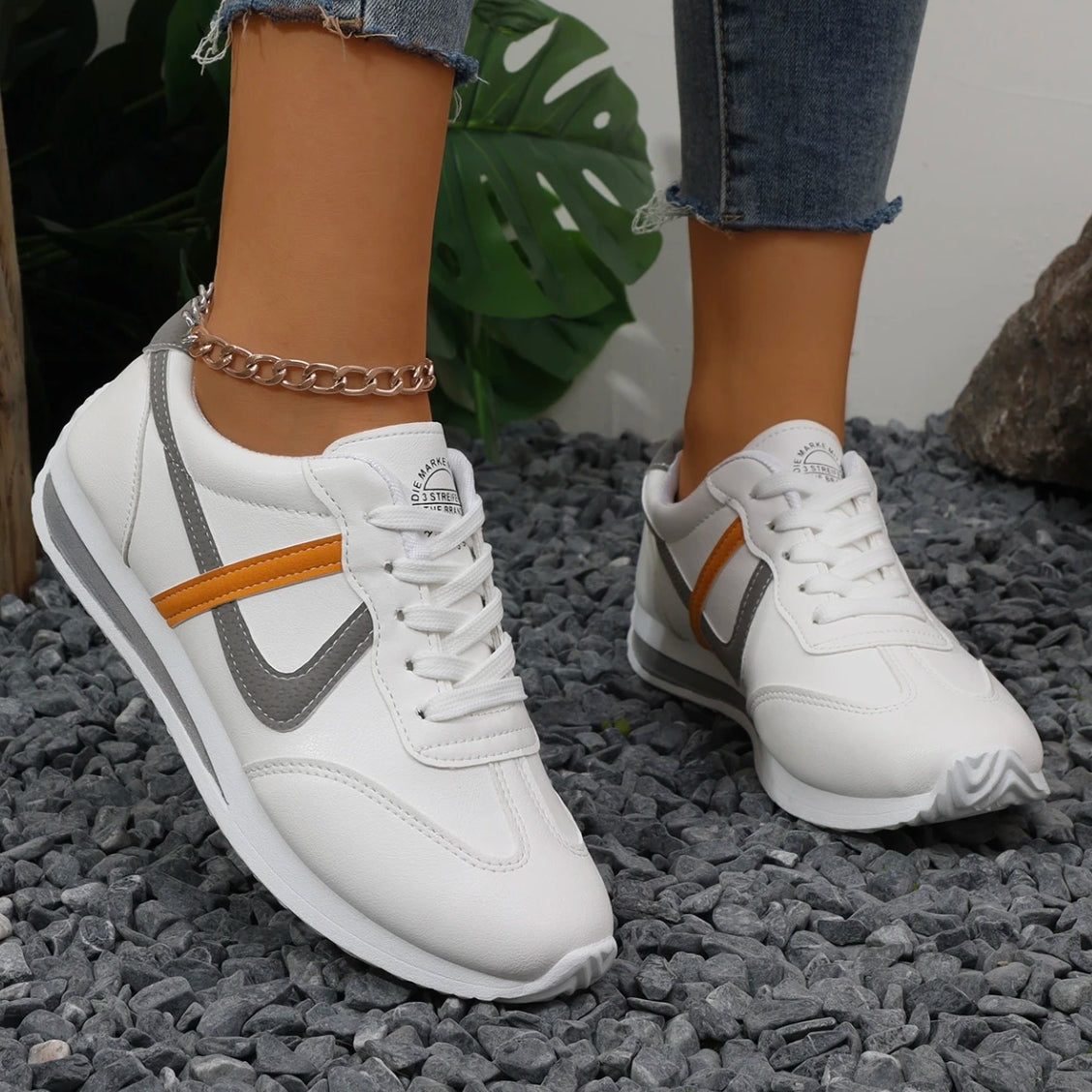 zapatillas blancas cordones deportivas mujer paseo blanco gris ropa calzado barato