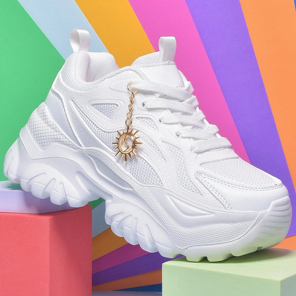zapatillas blancas plataforma deportivas mujer cordones calzado moda tienda 