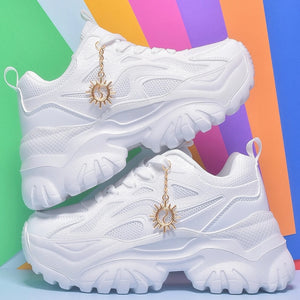 zapatillas blancas plataforma deportivas mujer cordones calzado moda tienda 