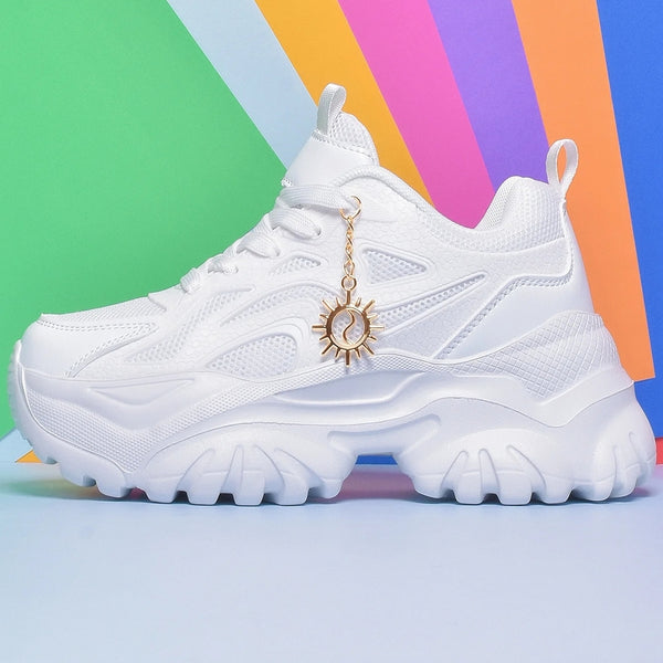 zapatillas blancas plataforma deportivas mujer cordones calzado moda tienda 
