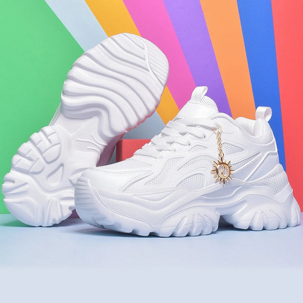 zapatillas blancas plataforma deportivas mujer cordones calzado moda tienda 