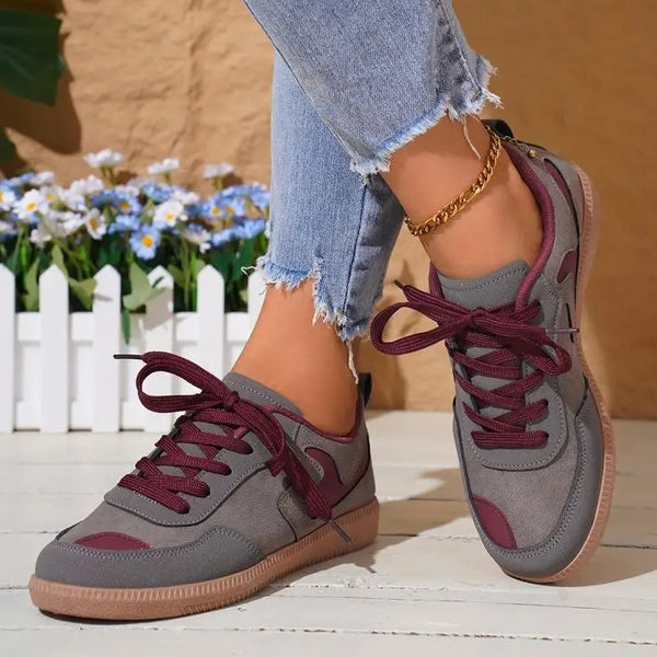 zapatillas mujer deportivas grises granate paseo calzado moda