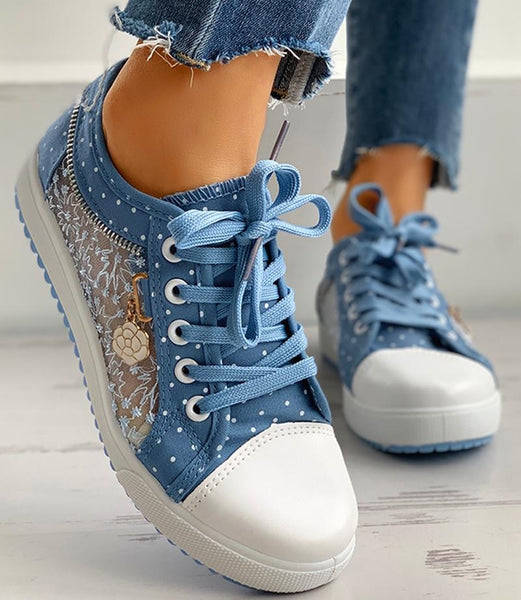 zapatillas paseo zapatillas baja transpirables calzado de verano encaje zapatillas de vestir sneakers trend